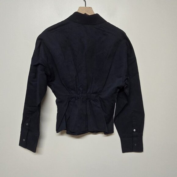 Staud NWOT Ophelia Button Up Top Size M Navy Blue Cotton Blend Academia Office - Picture 5 of 5